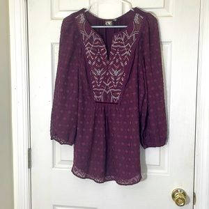 Purple Tunic Long Sleeve Top Size Large